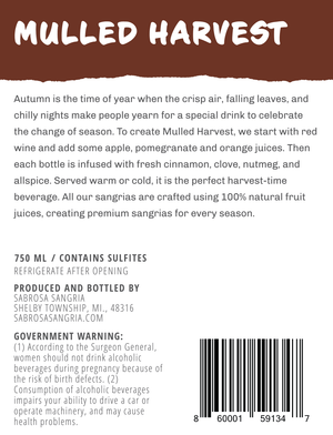 Mulled Harvest Sabrosa Sangria Premium Spiced Back Label